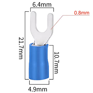 dimensions fourche en laiton SV 2-4S en laiton isolée à sertir 1.5 - 2.5mm² Ø4.3mm